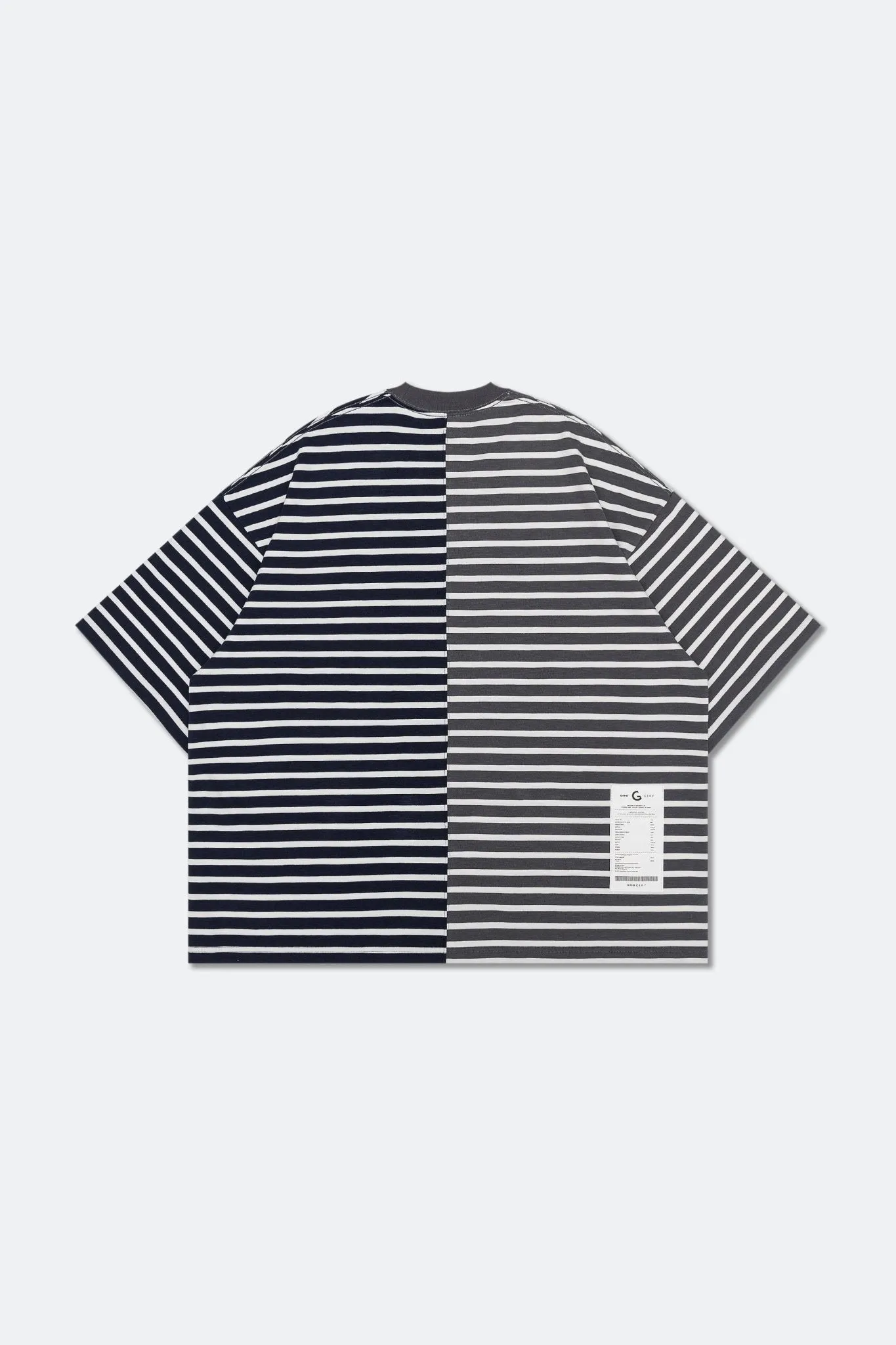 GROCERY TEE-067 JUMBO PATCHWORK STRIPE INVOICE TEE