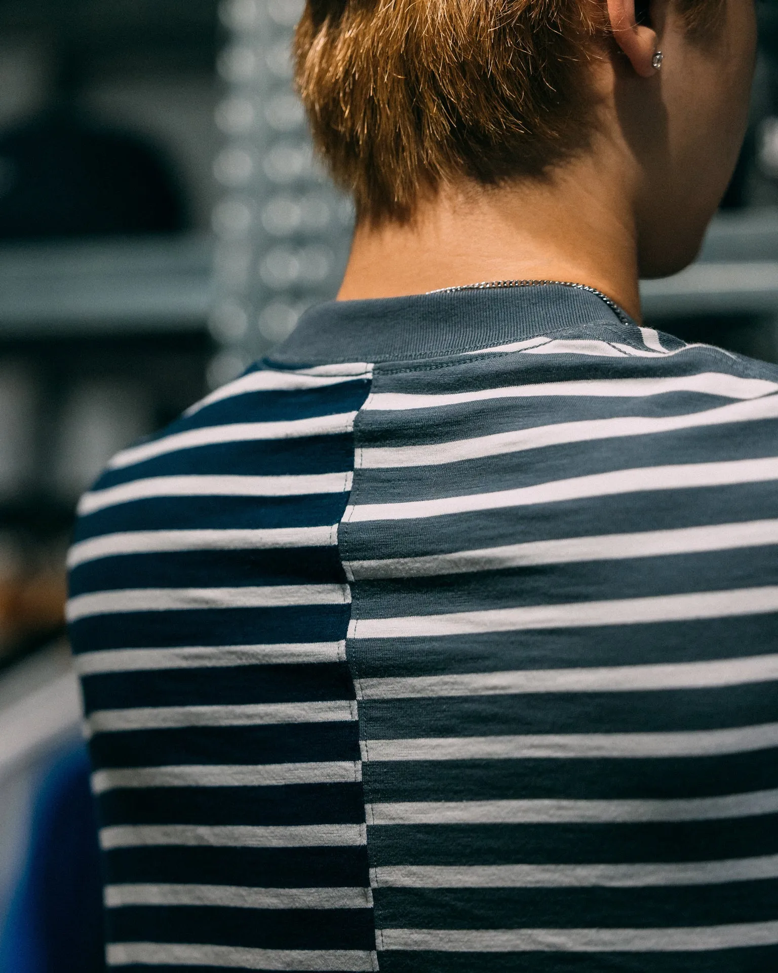 GROCERY TEE-067 JUMBO PATCHWORK STRIPE INVOICE TEE