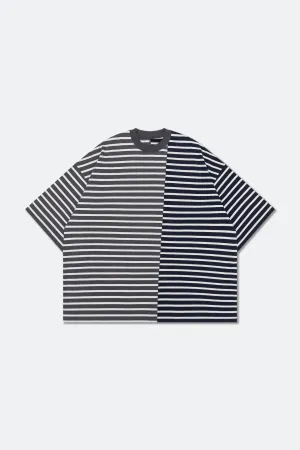 GROCERY TEE-067 JUMBO PATCHWORK STRIPE INVOICE TEE