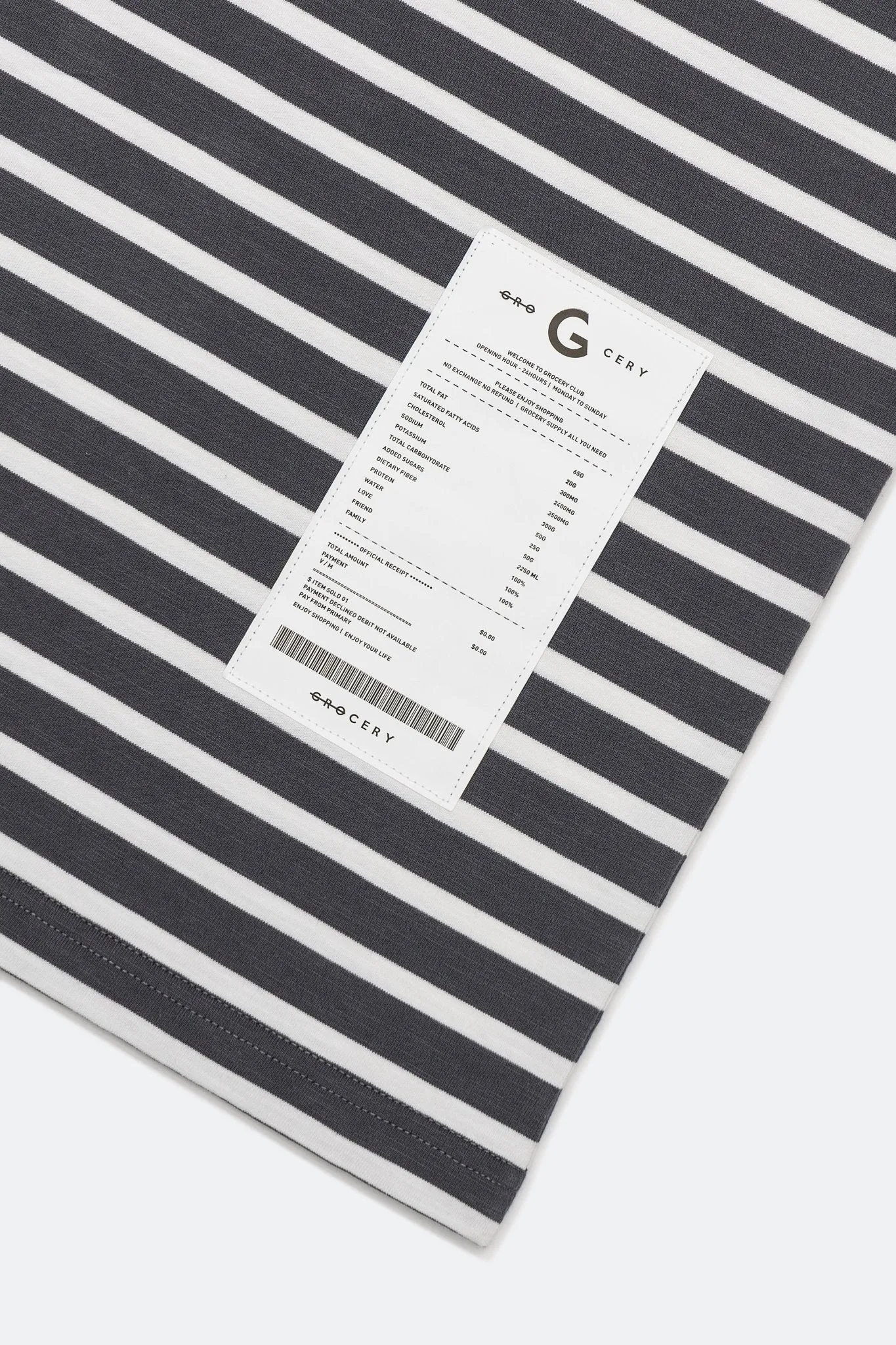 GROCERY TEE-067 JUMBO PATCHWORK STRIPE INVOICE TEE