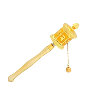 Hand Held Twirling Prayer Wheel (Yellow)