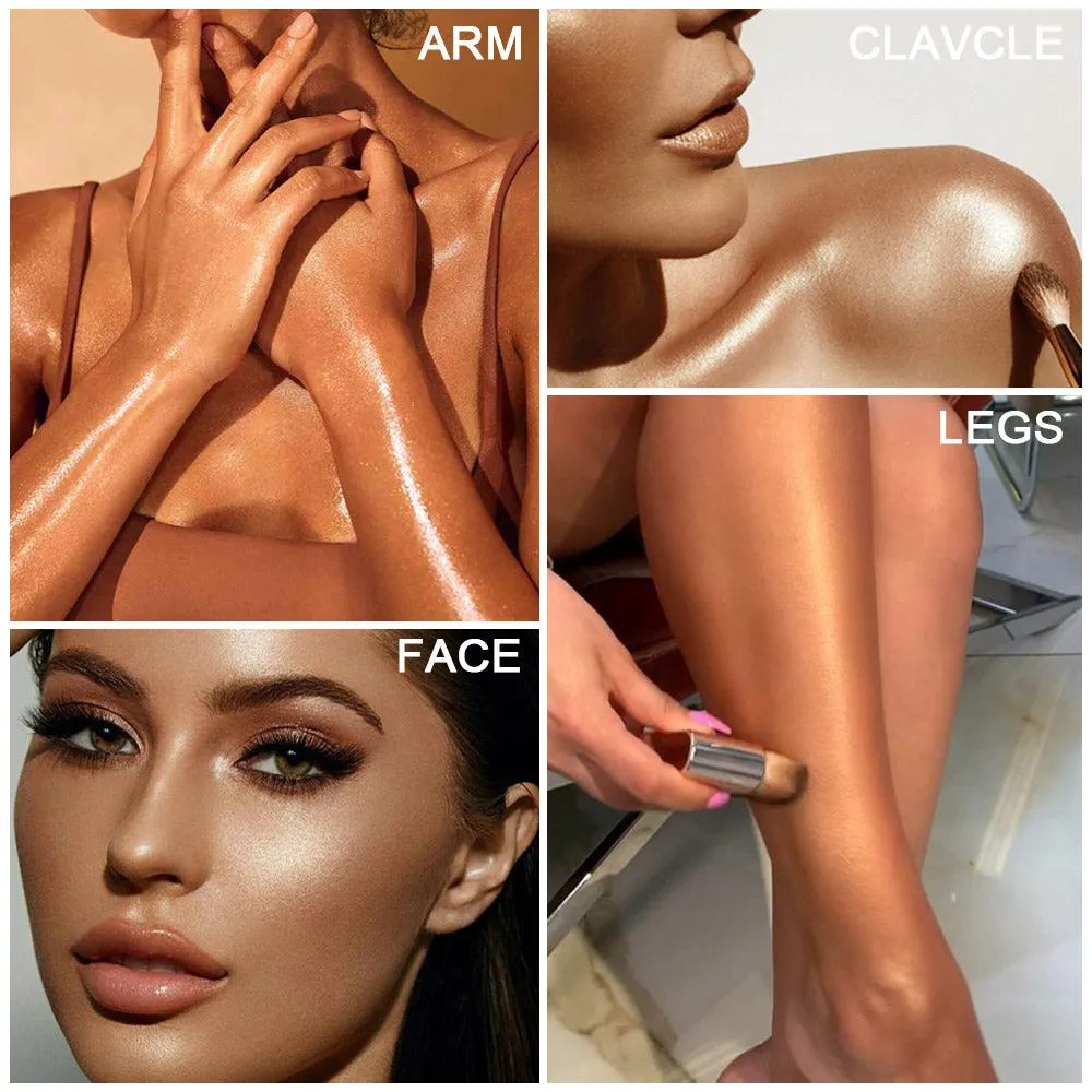 Highlighter Powder Palette, Illuminator Powder Palette Highlighter Baked Waterproof Long Lasting Brilliant Lighten Skin Color Face Contour Powder