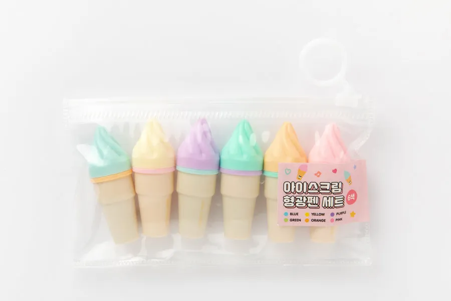 Highlighter Set Ice Cream Cone 6-Color