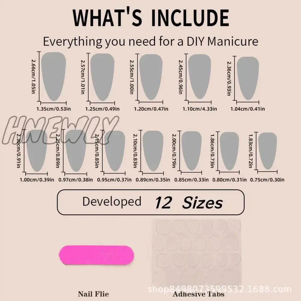 Hnewly 24pcs Glitter Sequins False Nail French White Almond Fake Nails Full Cover Wearable Gradient Nude Color Press on Nail Tips
