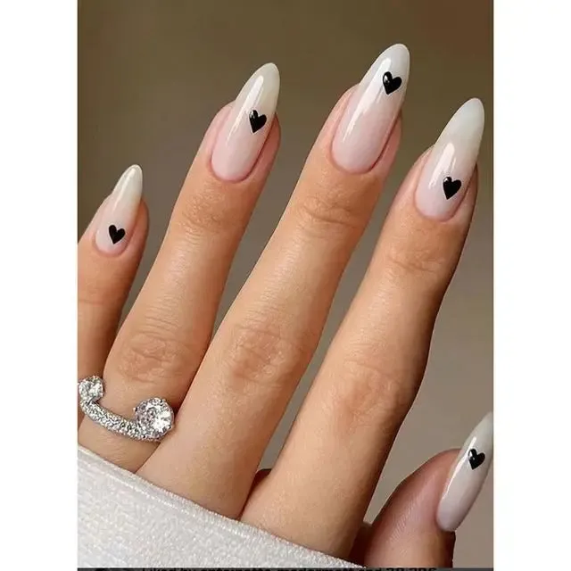 Hnzxzm 24Pcs Blue Flame Love Wearing False Nails Press On Nail Tips Full Cover Manicure Detachable Special Artificial Fake Nails Art