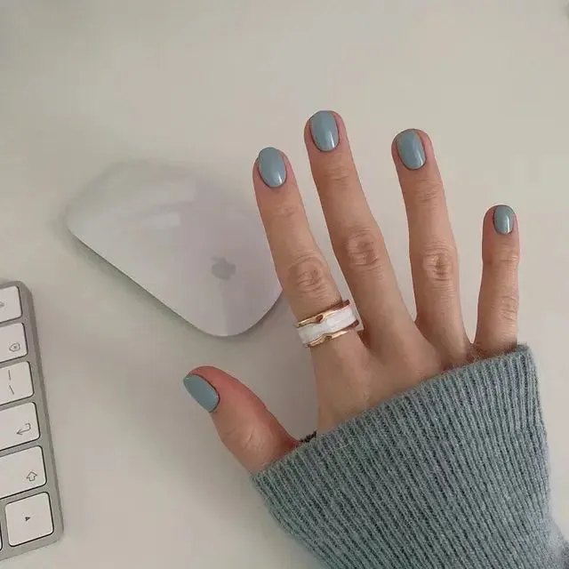 Hnzxzm 24Pcs Blue Flame Love Wearing False Nails Press On Nail Tips Full Cover Manicure Detachable Special Artificial Fake Nails Art