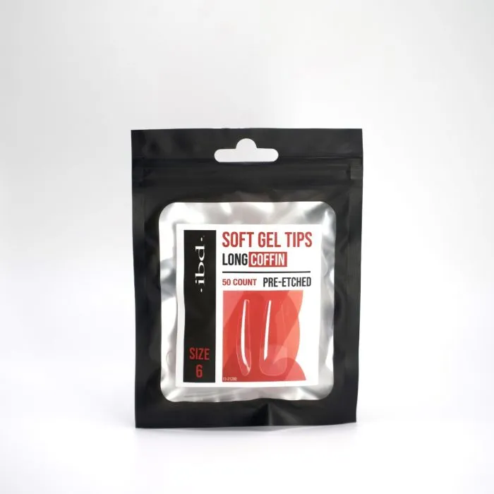 IBD Soft Gel Tips Coffin Long - Size 6 50ct
