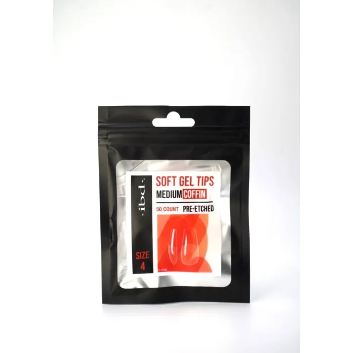 IBD Soft Gel Tips Coffin Medium - Size 4 50ct