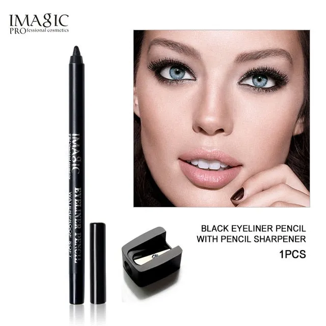 Imagic Brand  1pcs Black Waterproof Eyeliner Pen Pencil Makeup Beauty Cosmetic Tool 1pcs Pencil sharpener