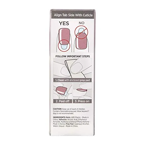 KISS imPRESS Color Press-On Manicure, Gel Nail Kit, PureFit Technology, Short Length, “Paralyzed Pink”, Polish-Free Solid Color Mani, Includes Prep Pad, Mini File, Cuticle Stick, and 30 Fake Nails