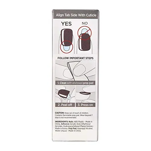 KISS imPRESS Color Press-On Manicure, Gel Nail Kit, PureFit Technology, Short Length, “Try Gray”, Polish-Free Solid Color Mani, Includes Prep Pad, Mini File, Cuticle Stick, and 30 Fake Nails