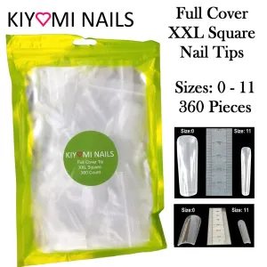 Kiyomi Nails XXL Full Cover Square Nail Tips, 360 Pieces