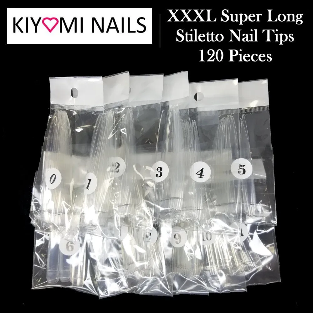 Kiyomi Nails XXXL Super Long Stiletto Nail Tips, 120 Pieces