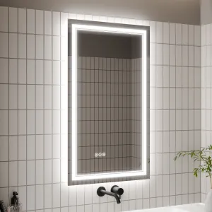 Led Bathroom Mirror, 24X40" Bathroom Vanity Mirrors With Lights, Mirrors For Wall With Smart Touch Button, Anti - Fog, Memory Function, Stepless Dimmable Makeup Mirror (Horizontal / Vertical)