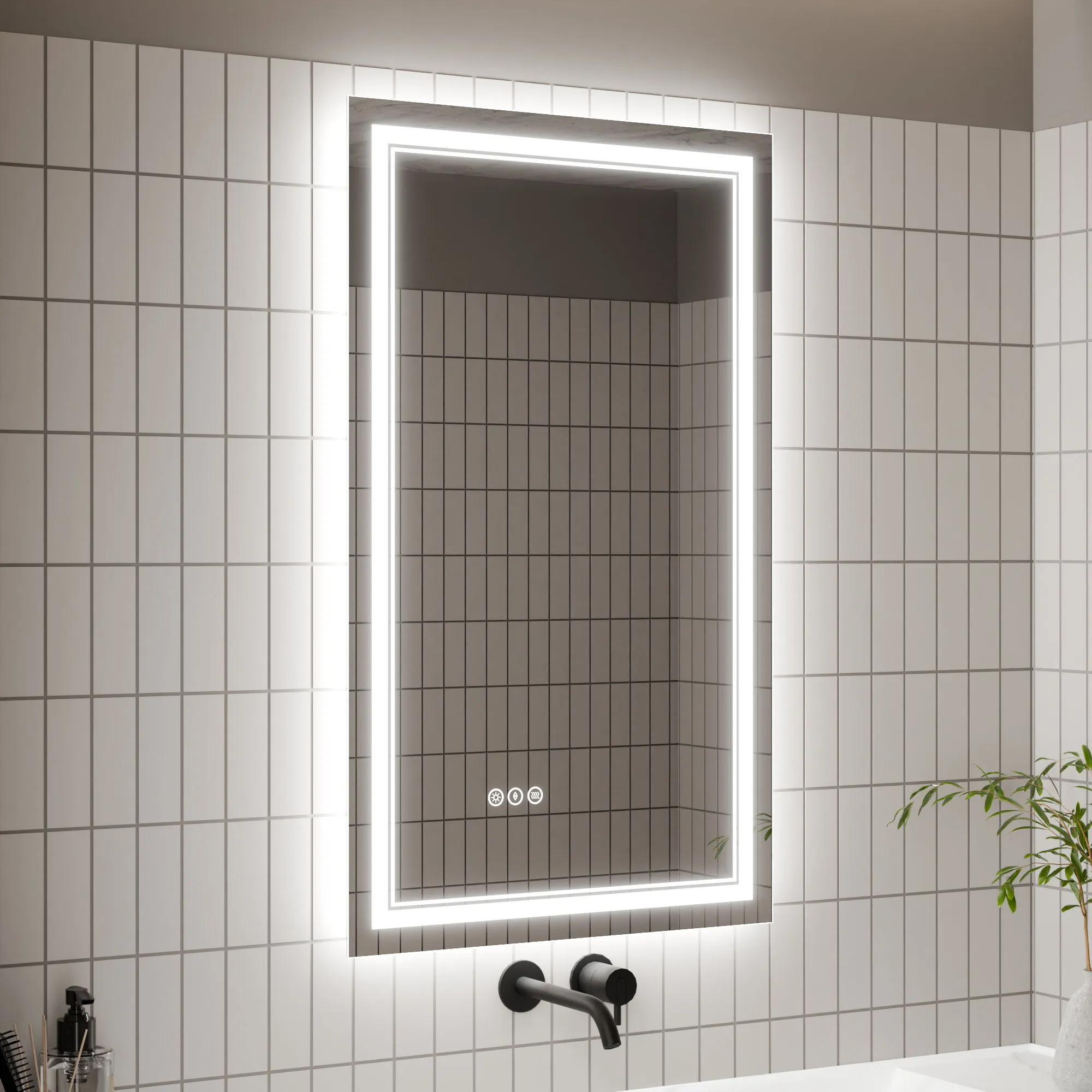 Led Bathroom Mirror, 24X40" Bathroom Vanity Mirrors With Lights, Mirrors For Wall With Smart Touch Button, Anti - Fog, Memory Function, Stepless Dimmable Makeup Mirror (Horizontal / Vertical)