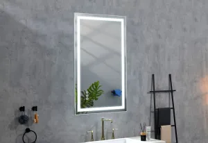 LED Bathroom Mirror, Framed Gradient Front And Backlit LED Mirror For Bathroom, 3 Colors Dimmable, Enhanced Anti-Fog Wall Mounted Lighted Vanity Mirror - Gold
