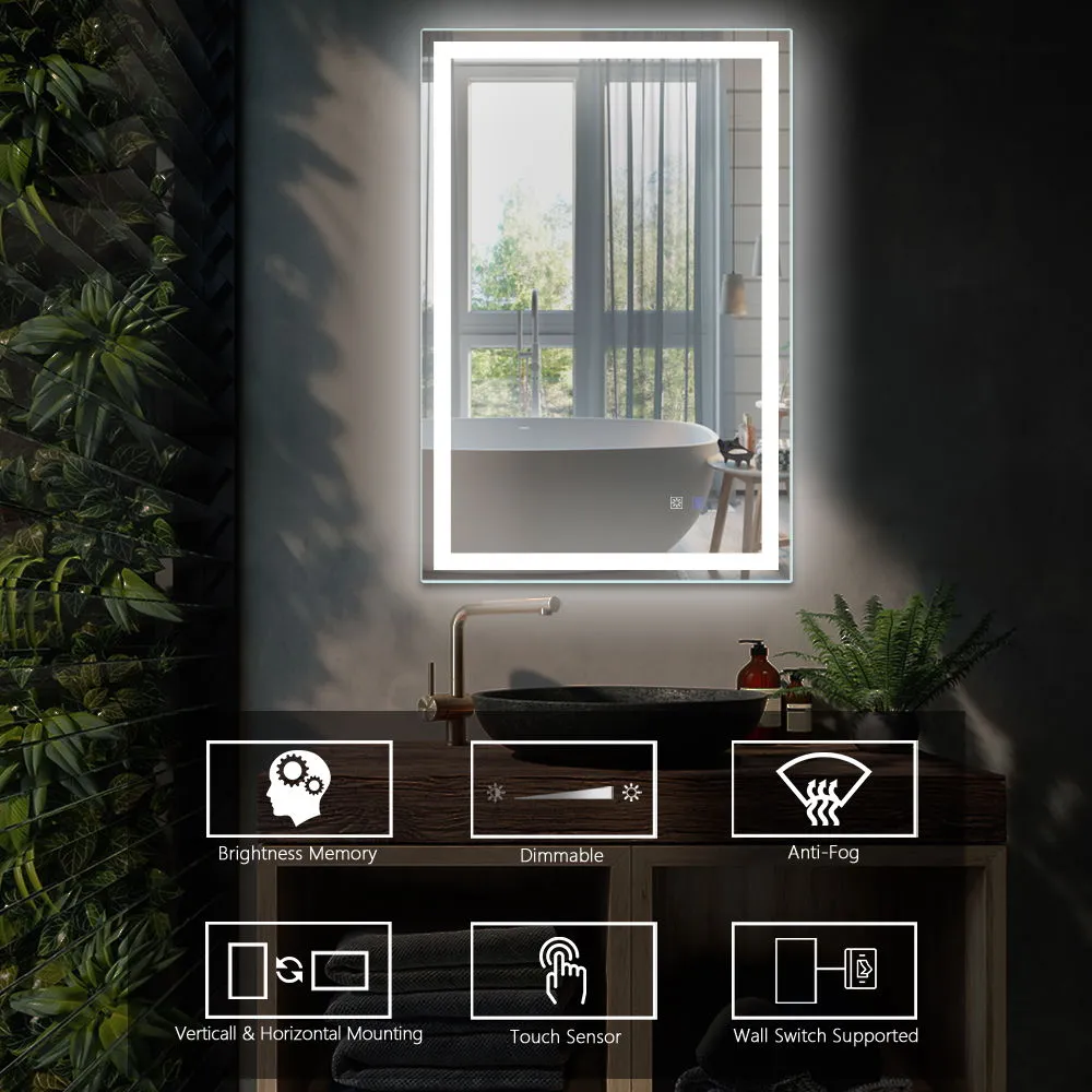 LED Bathroom Vanity Mirror With Light, 24 X 36", Anti Fog, Dimmable, Color Temper 5000K, Backlit / Front Lit, Both Vertical And Horizontal Wall Mounted Vanity Mirror
