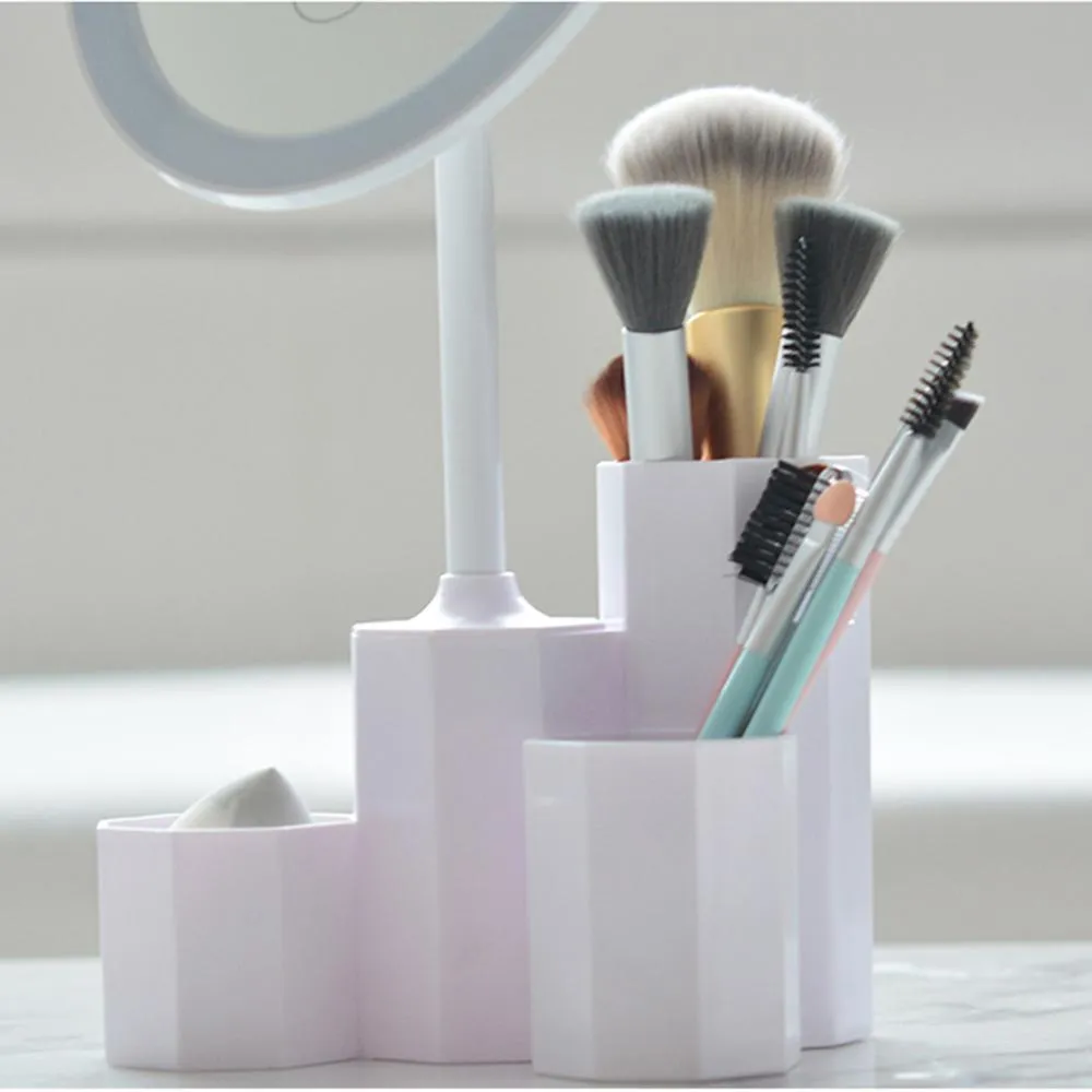 LED Cosmetic Mirror with Storage Base Organizer