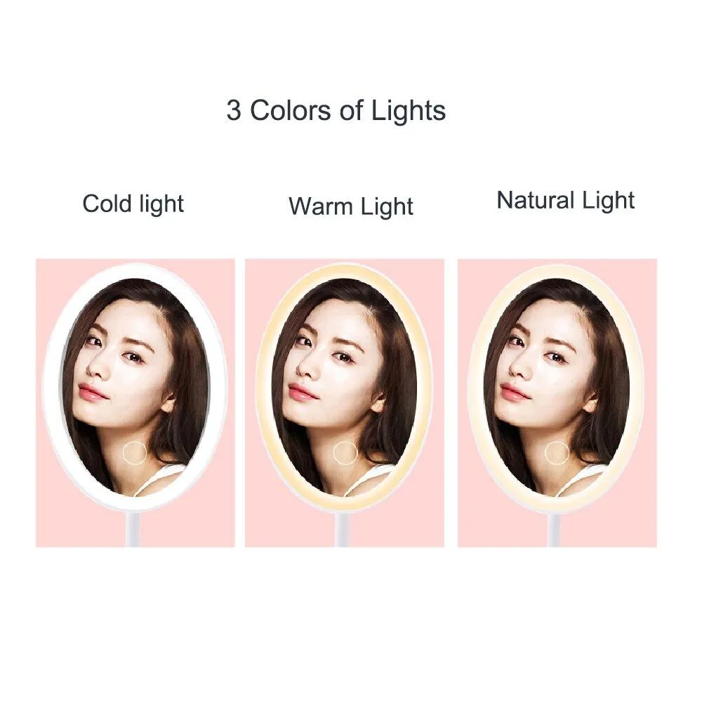LED Cosmetic Mirror with Storage Base Organizer
