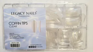 Legacy Nails Nail Tips, "Coffin" Full Clear