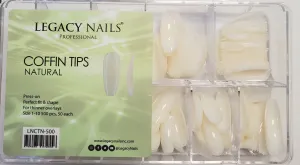 Legacy Nails Nail Tips, "Coffin" Full Natural