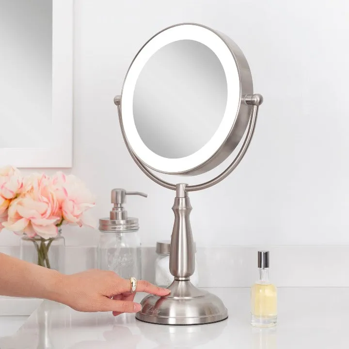 Lighted Makeup Mirror with Magnification & Touch Base