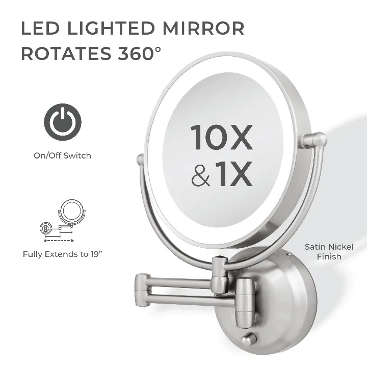Lighted Wall Mounted Makeup Mirror with Magnification & Extendable Arm - Amazon