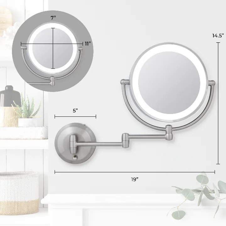 Lighted Wall Mounted Makeup Mirror with Magnification & Extendable Arm - Amazon