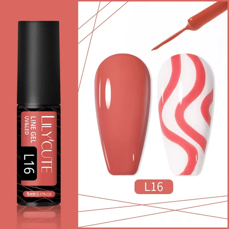 LILYCUTE 5ML Reflective Glitter Liner Gel Polish Nail Art Champagne Sparkling Lines Painting Gel Semi Permanent UV French Nails