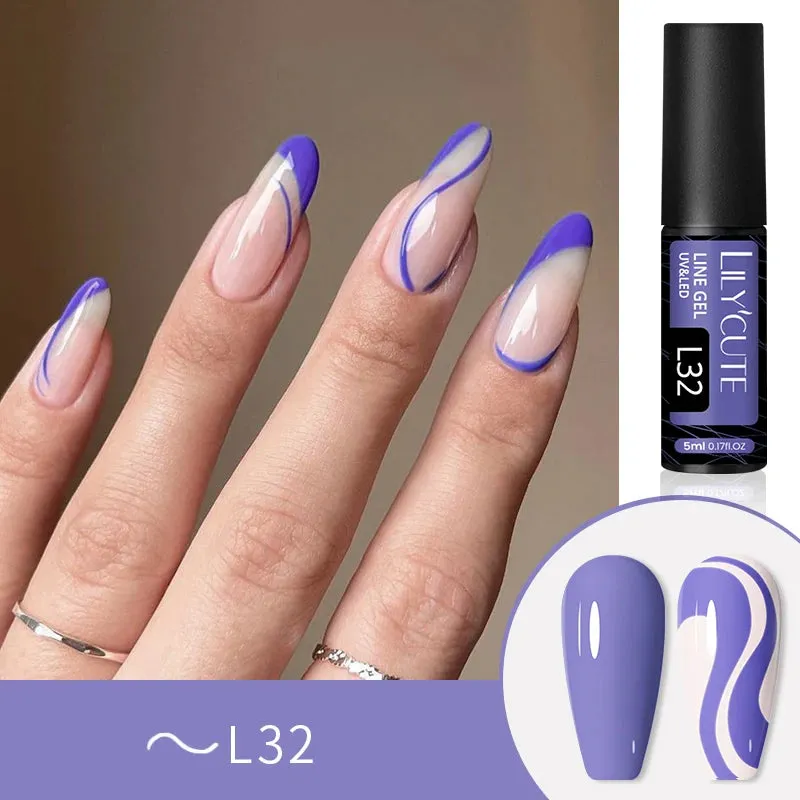 LILYCUTE 5ML Reflective Glitter Liner Gel Polish Nail Art Champagne Sparkling Lines Painting Gel Semi Permanent UV French Nails