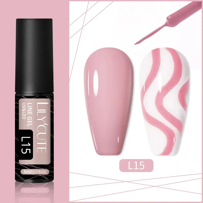 LILYCUTE 5ML Reflective Glitter Liner Gel Polish Nail Art Champagne Sparkling Lines Painting Gel Semi Permanent UV French Nails