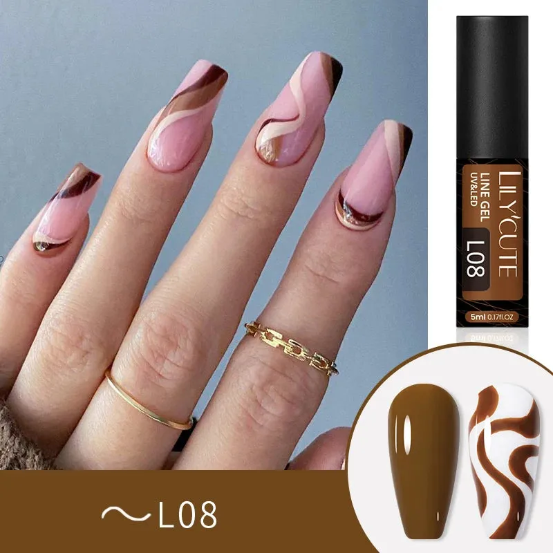LILYCUTE 5ML Reflective Glitter Liner Gel Polish Nail Art Champagne Sparkling Lines Painting Gel Semi Permanent UV French Nails