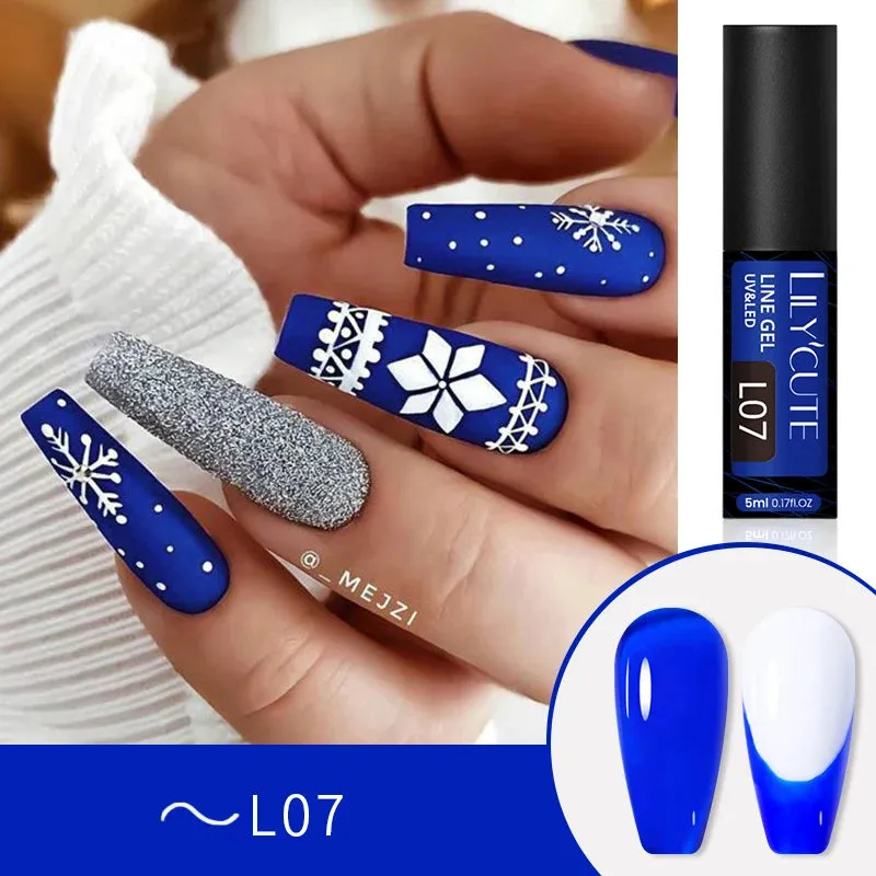 LILYCUTE 5ML Reflective Glitter Liner Gel Polish Nail Art Champagne Sparkling Lines Painting Gel Semi Permanent UV French Nails