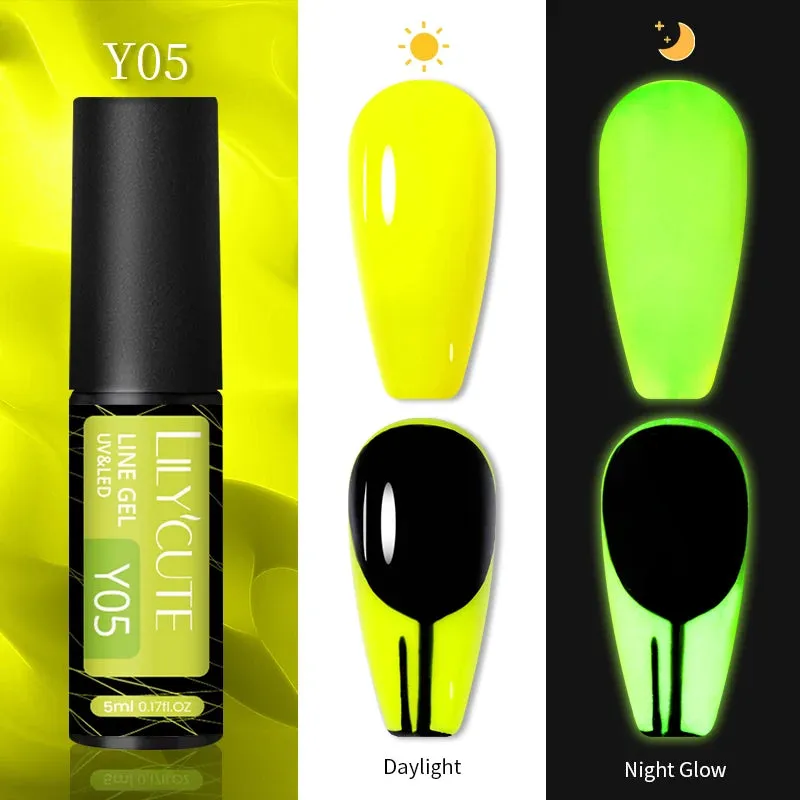 LILYCUTE 5ML Reflective Glitter Liner Gel Polish Nail Art Champagne Sparkling Lines Painting Gel Semi Permanent UV French Nails