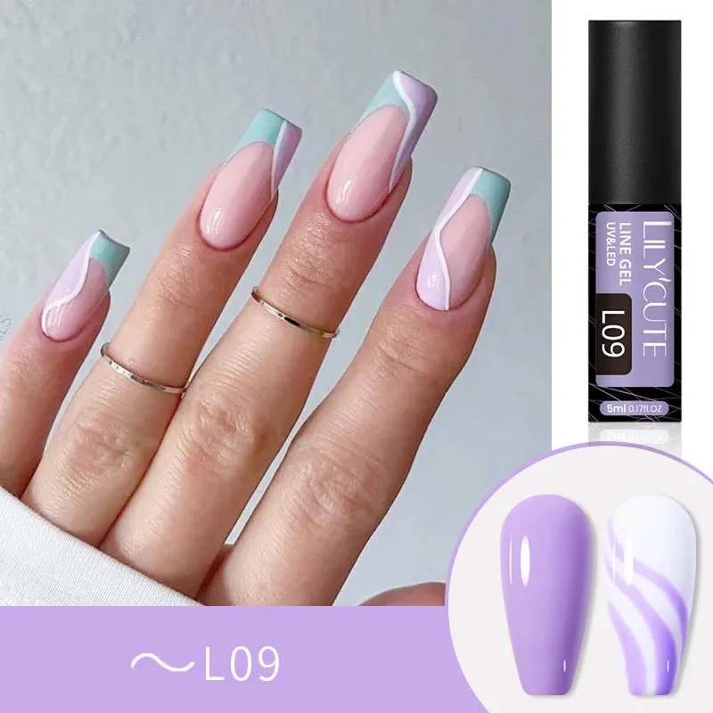 LILYCUTE 5ML Reflective Glitter Liner Gel Polish Nail Art Champagne Sparkling Lines Painting Gel Semi Permanent UV French Nails