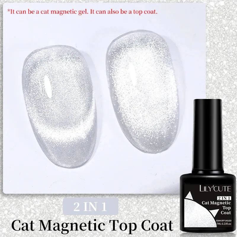 LILYCUTE 9D Rainbow Glitter Cat Magnetic Nail Gel Polish  Snowlight Semi Permanent Soak Off Sparkling Nail Varnish