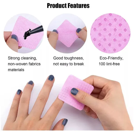 Lint-free Nail Polish Remover Napkin Cotton Wipes 540Pcs (Pink)