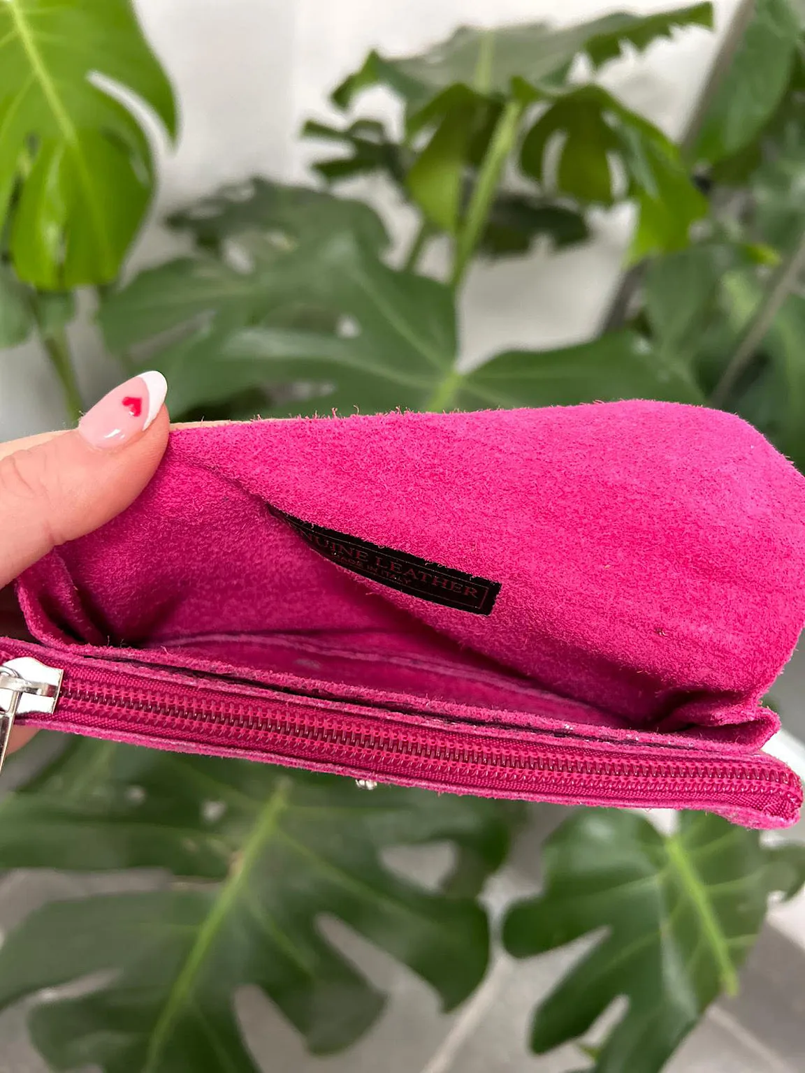 Lipstick Metallic Floral Leather Purse
