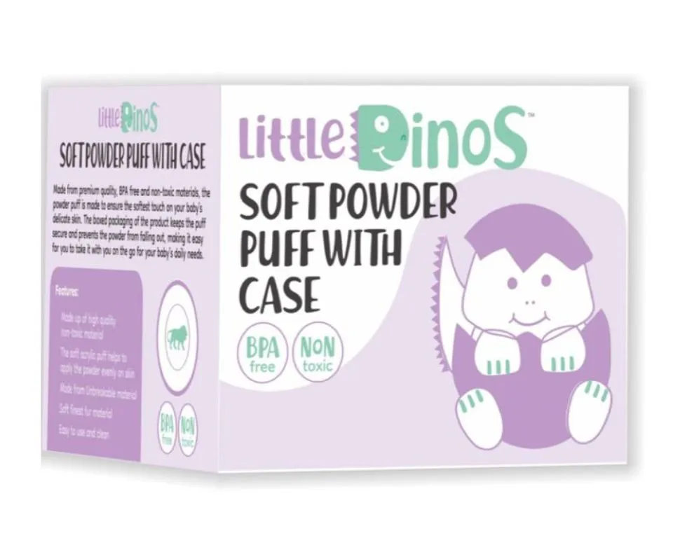 Little Dinos Baby Green Powder Puff with Case