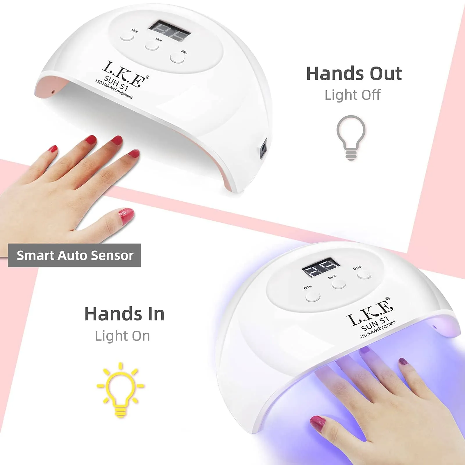 LKE UV LED Nail Lamp, Nail Dryer 72W