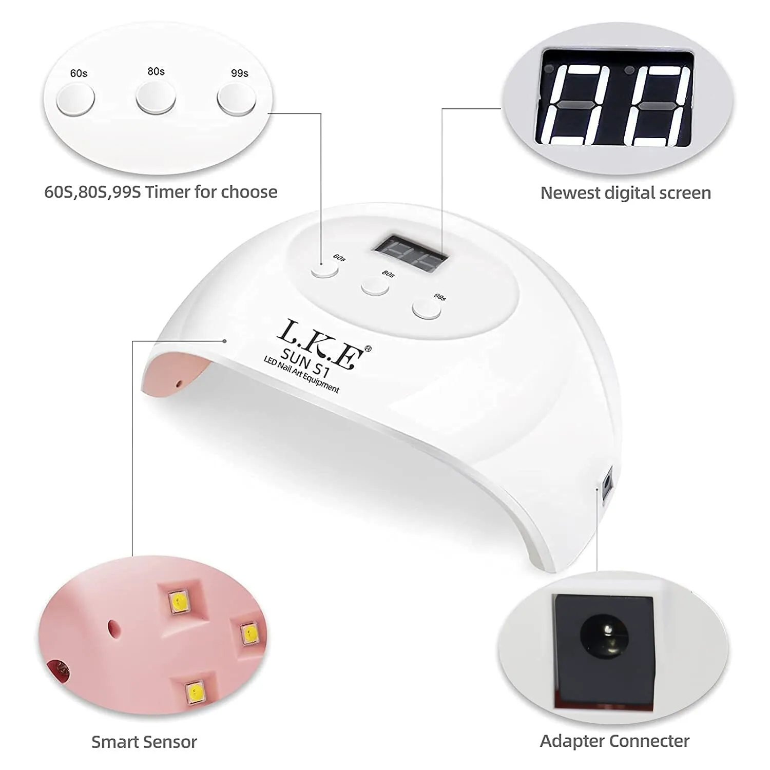 LKE UV LED Nail Lamp, Nail Dryer 72W