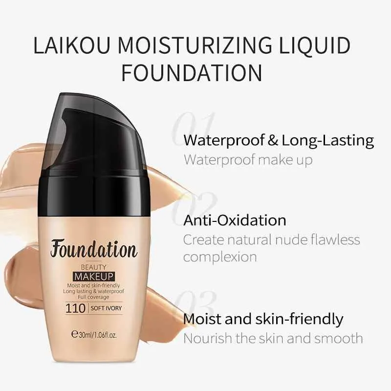 Long-lasting Face Foundation Cream Waterproof Concealer Liquid Even