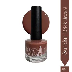 LoveChild Masaba -  Sundar | Breathable Brick Brown Glossy Nail Paint, 8ml