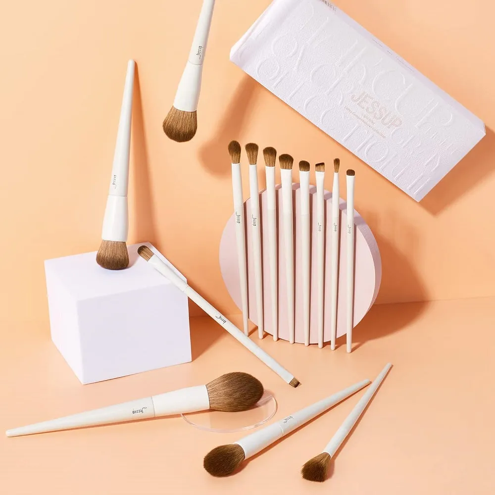 Luxury Light Gray Comprehensive Brush zestaw pędzli do makijażu oczu i twarzy T329 14szt.