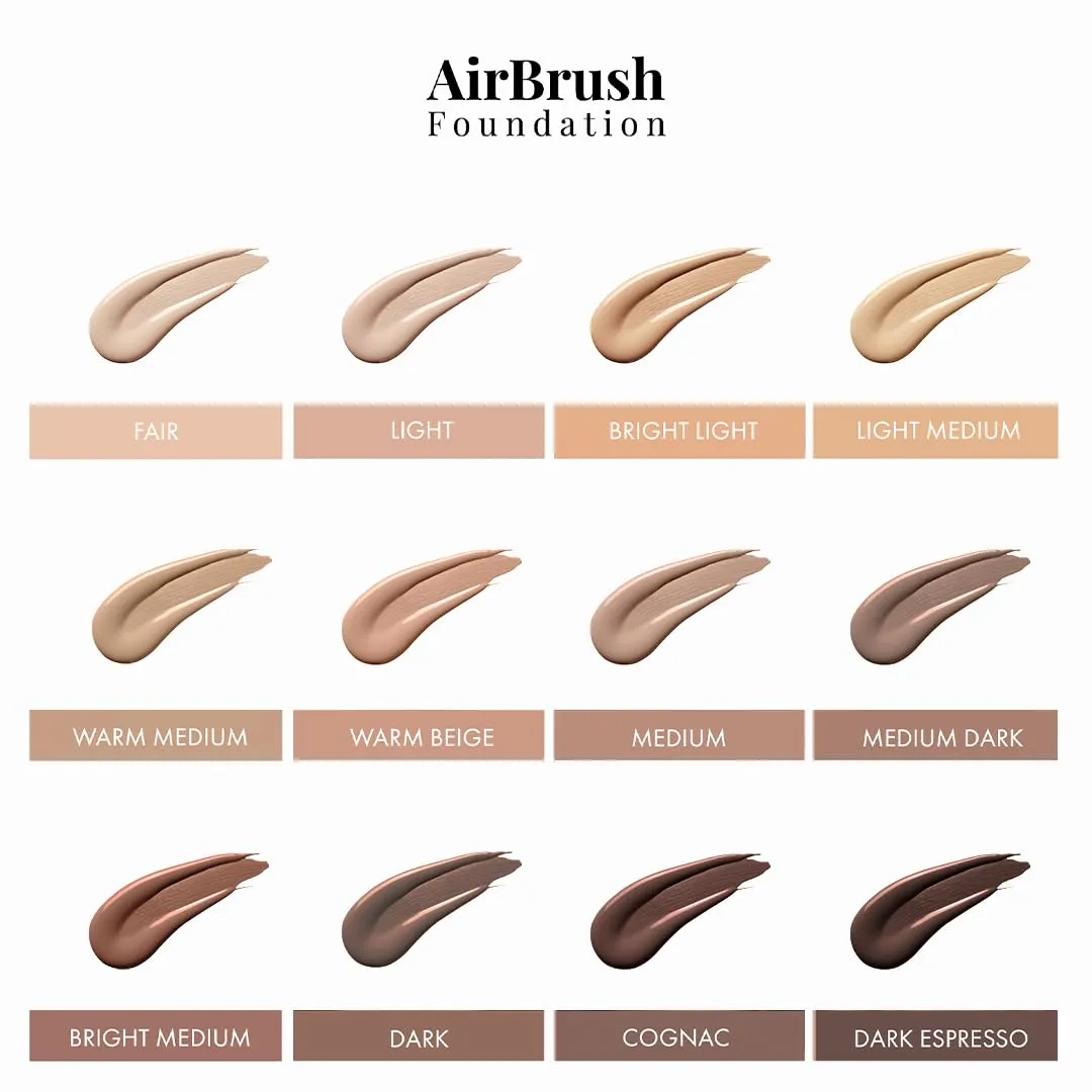 MagicMinerals AirBrush Foundation by Jerome Alexander  2pc Set with Airbrush Foundation and Kabuki Brush - Spray Makeup with Anti-aging Ingredients for Smooth Radiant Skin - Light