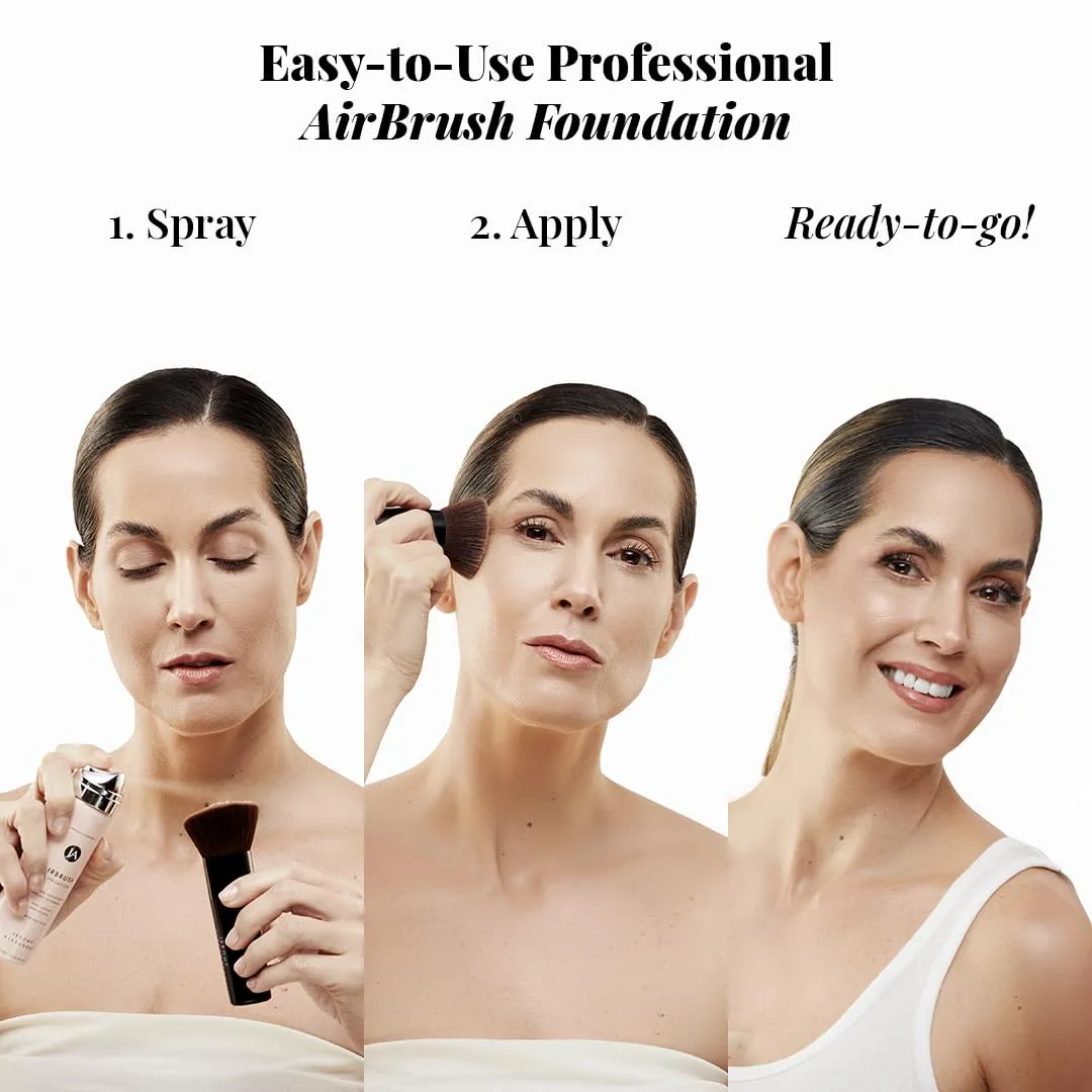 MagicMinerals AirBrush Foundation by Jerome Alexander  2pc Set with Airbrush Foundation and Kabuki Brush - Spray Makeup with Anti-aging Ingredients for Smooth Radiant Skin - Light