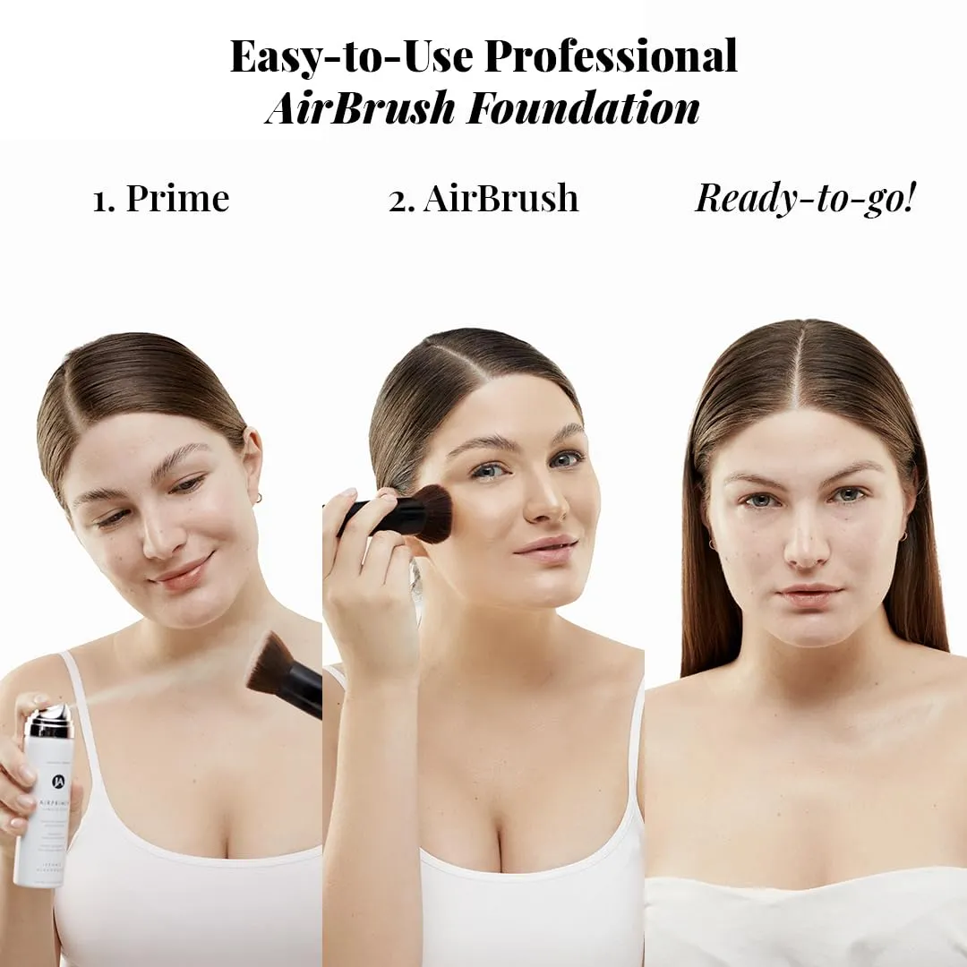 MagicMinerals AirBrush Foundation Set by Jerome Alexander  3pc Set Includes AirFinish, Foundation and Kabuki Brush - Spray Makeup with Anti-aging Ingredients for Smooth Radiant Skin (Dark Espresso)