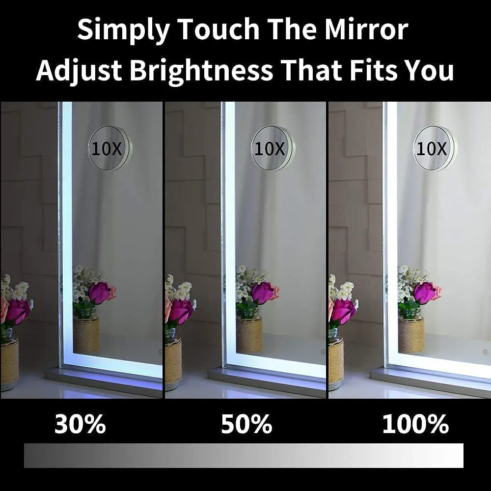 Magnification Mirror with Smart Touch Control and 3 Colors Dimmable Light for Bathroom and Bedroom