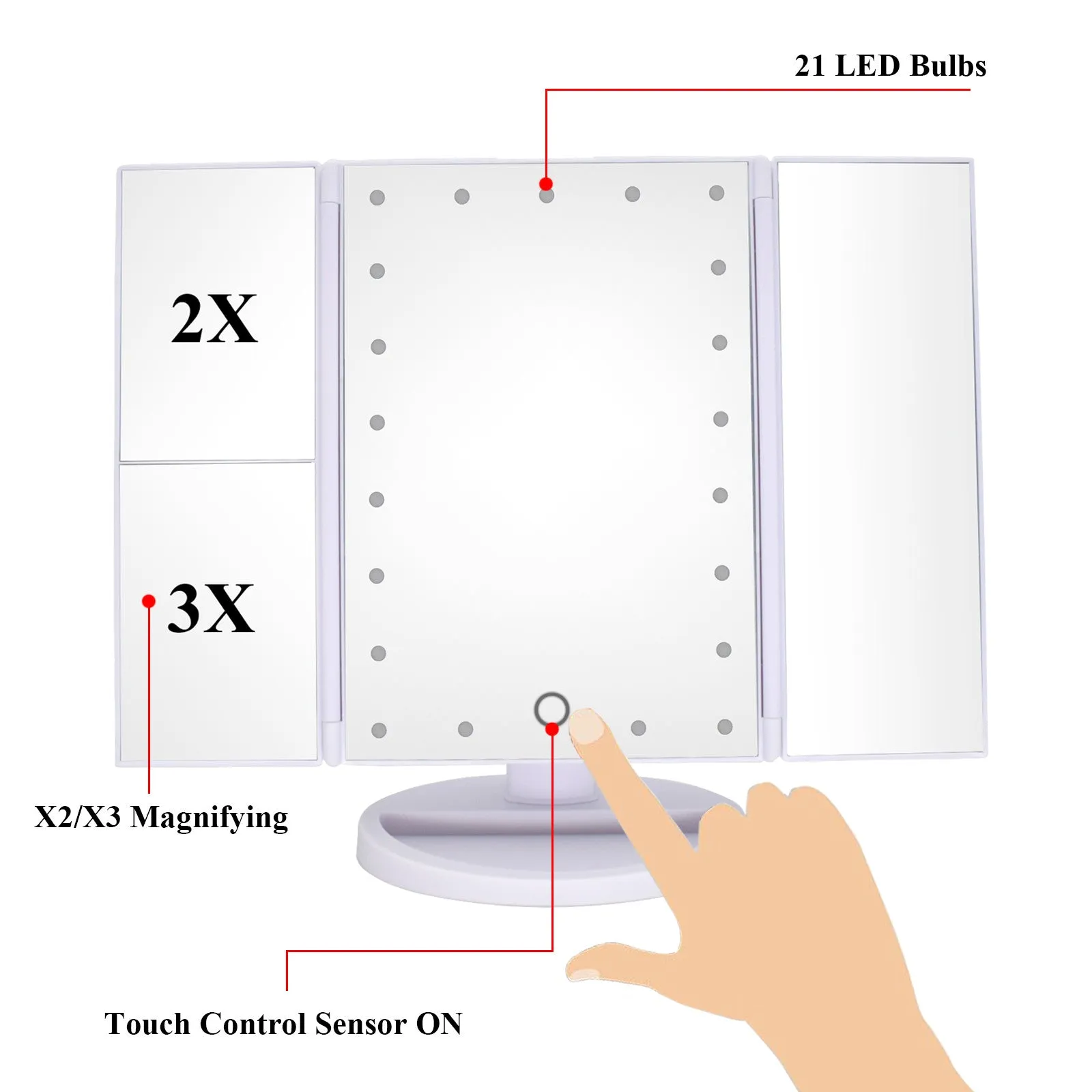 Magnifying Lighted Mirror White