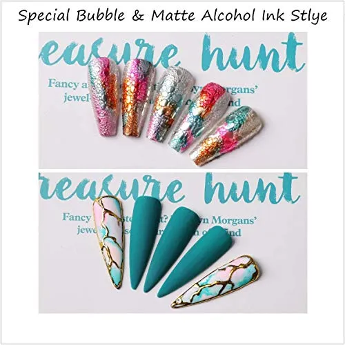 Makartt Blooming Nail Polish, Alcohol Ink Watercolor Pink Blossom Gel Nail Polish Magic Manicuring Kit Work with Transparent Red Marble Nail Vanish Young Nail Art Design,Summer 6 Colors Set